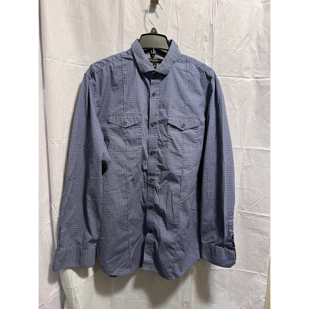 Banana Republic Slim Fit Button Down Shirt Long Sleeve Pattern XL Navy Blue